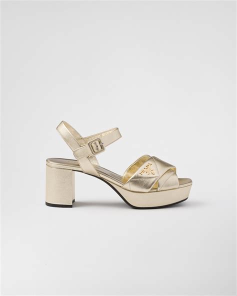 prada continetal quilted tria|Prada nappa leather platform sandals.